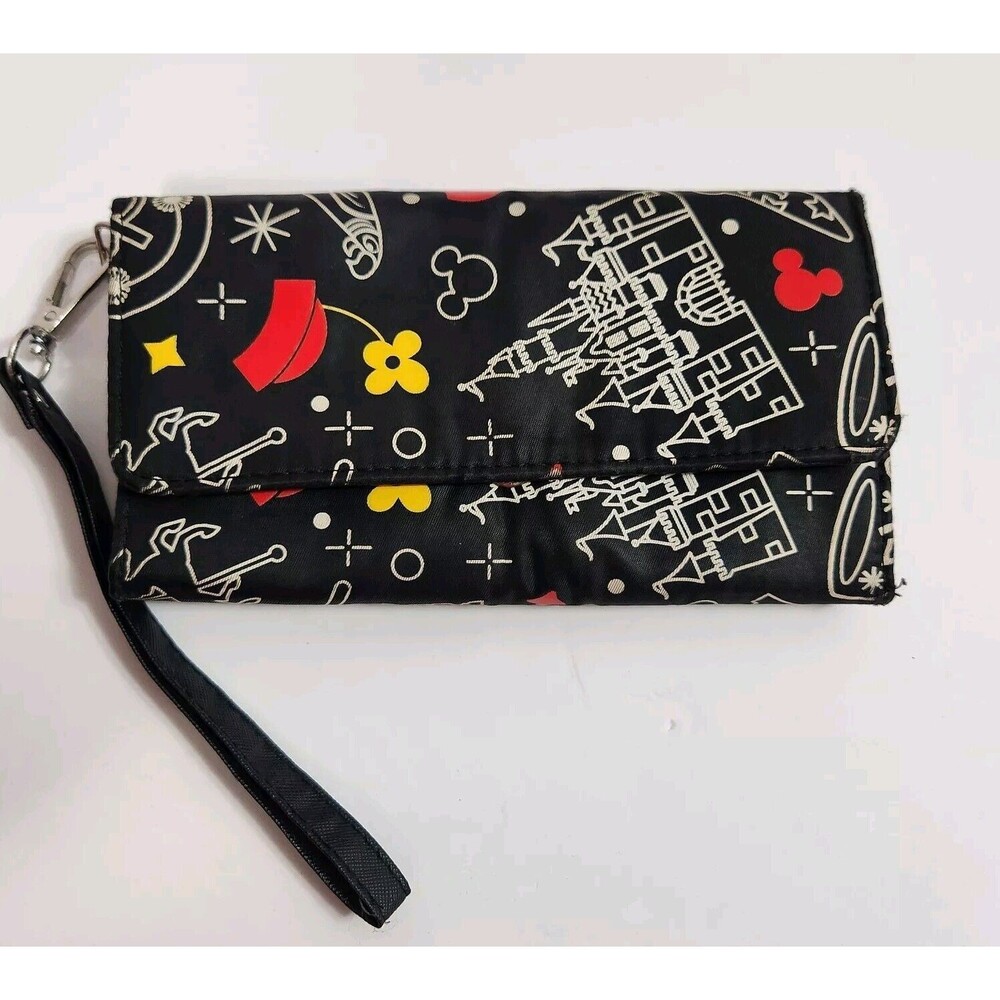 Disney Park Trifold Wallet/Wristlet Black W Mickey Mouse Castle